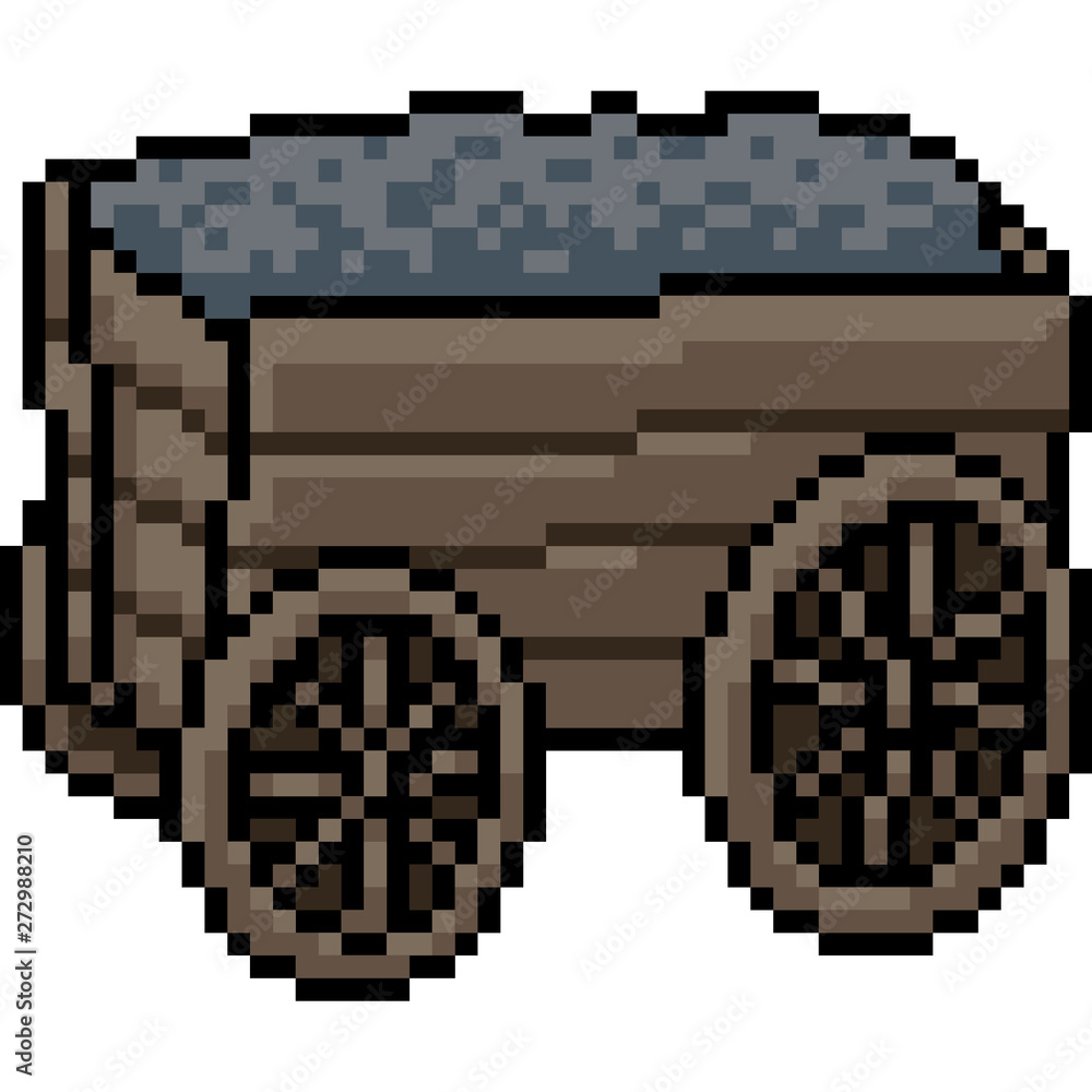 Fototapeta premium vector pixel art coal wagon