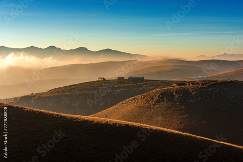 Lessinia plateau and Alps in autumn, Baldo Mountain. Regional Natural Park, Verona province, Veneto, Italy, Europe