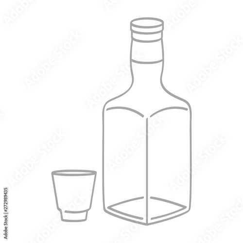 vector icon with whiskey bottle and glass