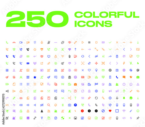 Big Colorful Icon Set Vector Flat Icons 