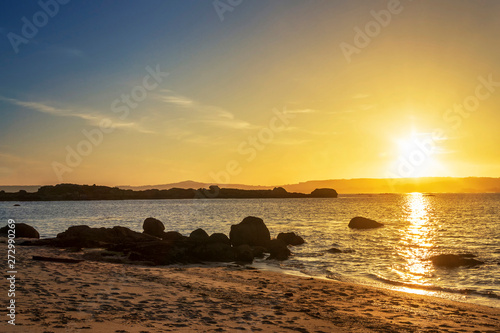 Beach at sunset in Arousa Island © Arousa