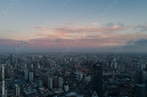 aerial view of HuangPu district, Shanghai, at dawn