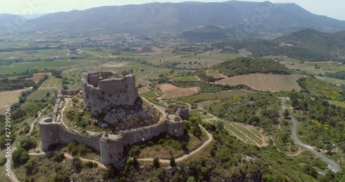 Ruins of Chateau d Aguilar one of the Cathar castles Build in the XII century was abandoned in 1569