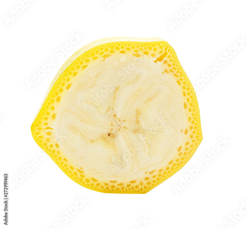 Banana slice isolated on white background.