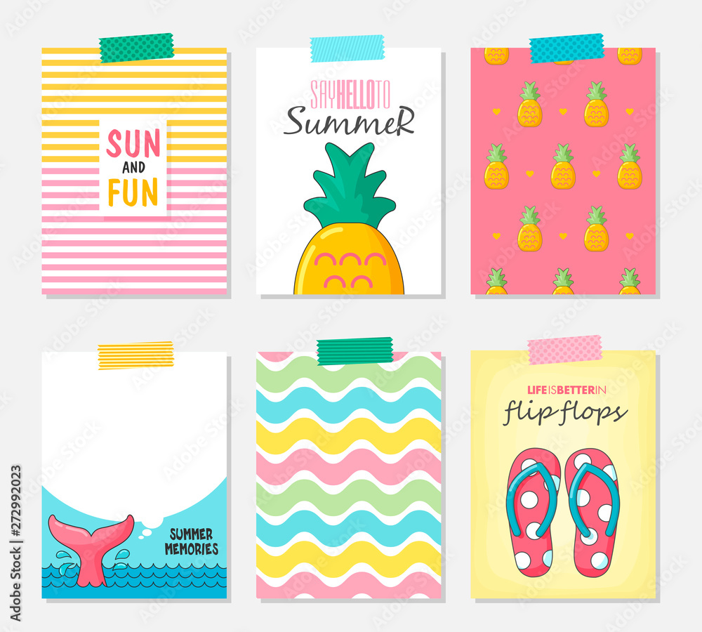 Vector set of bright summer cards