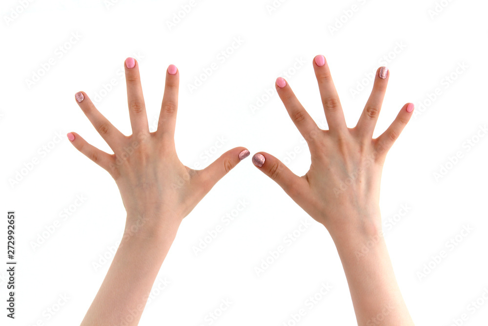 hands with splayed fingers on white background hands with splayed fingers on white background