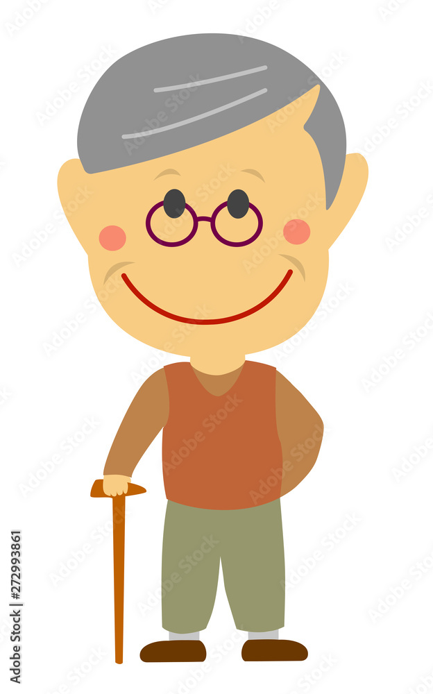 Cartoon deformed senior man vector illustration ( Japanese, Asian,  grandfather,elderly man) Stock Vector | Adobe Stock