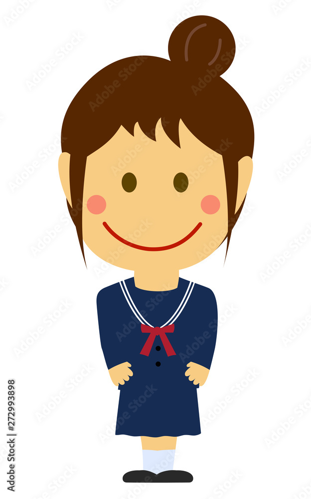 Cartoon deformed female student vector illustration ( Japanese, Asian, high school , school uniform ) Cartoon deformed female student vector illustration ( Japanese, Asian, high school , school uniform )