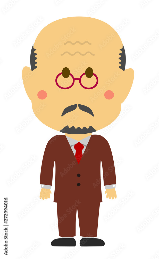 Cartoon deformed male person vector illustration ( Asian/Japanese business person / manager,president,ceo)
