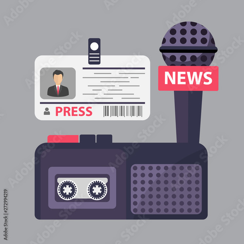 Journalism, Television, Radio, Press Conference Concept. Flat Vector Illustration