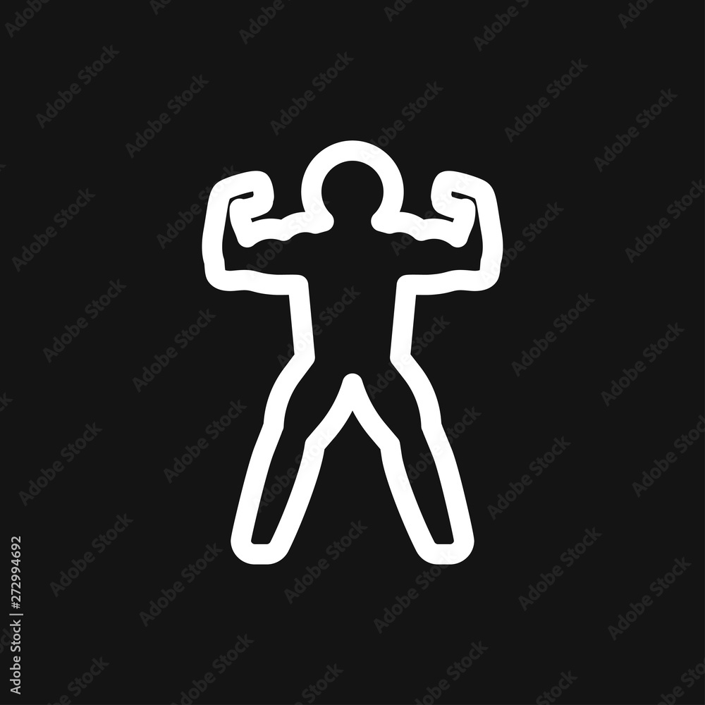 Bodybuilder icon, muscle sign. Vector illustration for web design Bodybuilder icon, muscle sign. Vector illustration for web design