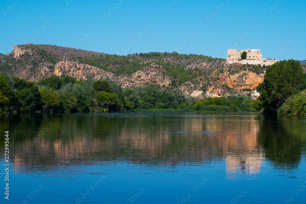 Ebro River and Templar castle of Miravet, Spain