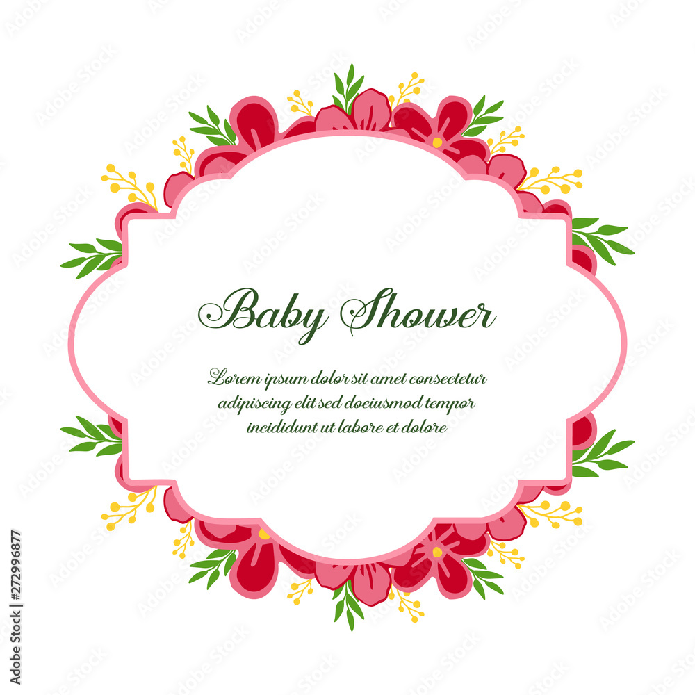 Vector illustration art of wreath frame with invitation card baby shower