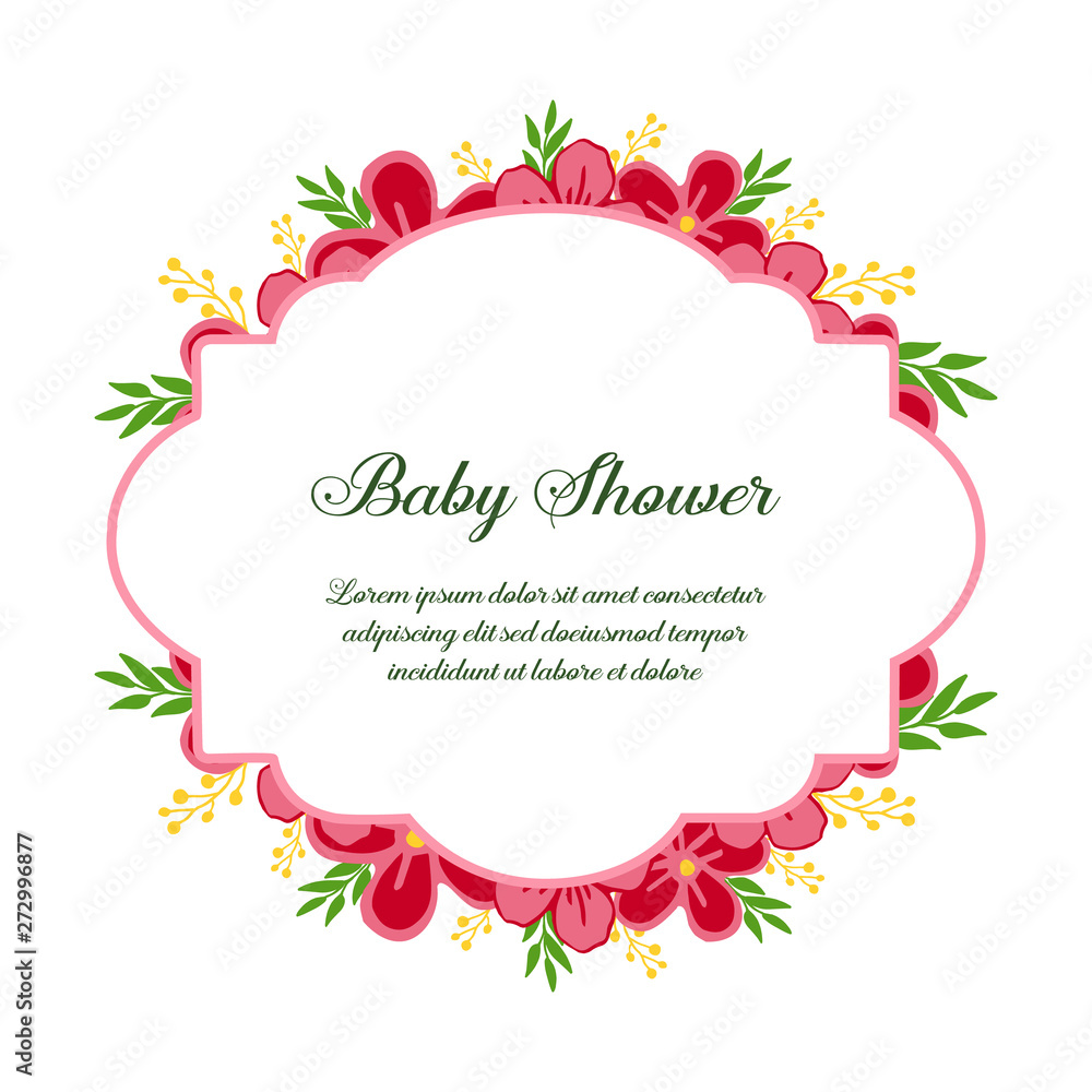Vector illustration art of wreath frame with invitation card baby shower Vector illustration art of wreath frame with invitation card baby shower