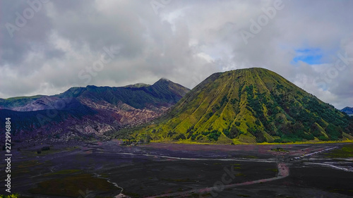 Aerial view of Mount Bromo  Indonesia.