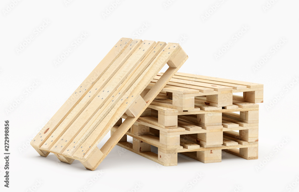 Ein Stapel von 4 Europalette Holzpalette mit anlehnender Palette links Ein Stapel von 4 Europalette Holzpalette mit anlehnender Palette links