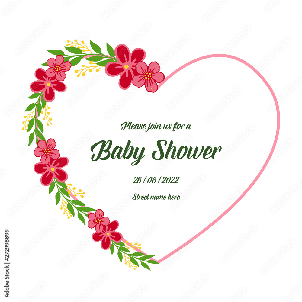 Vector illustration crowd of wreath frame with banner baby shower