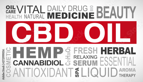 CBD oil related tags word cloud illustration