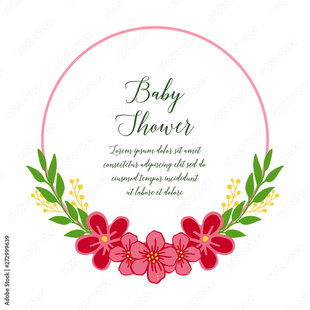Vector illustration various abstract floral frames with letter baby shower