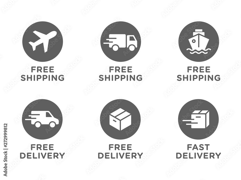 Free shipping, delivery vector icons set Free shipping, delivery vector icons set