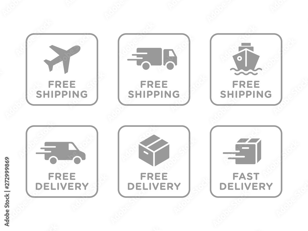 Free shipping, delivery vector icons set Free shipping, delivery vector icons set