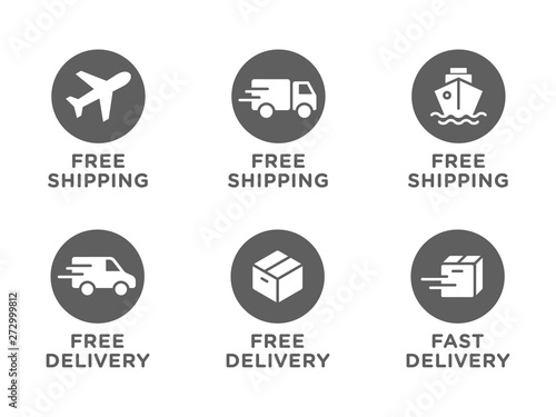 Free shipping, delivery vector icons set