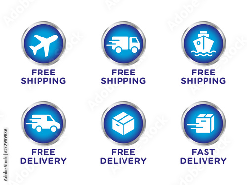 Free shipping, delivery vector icons set