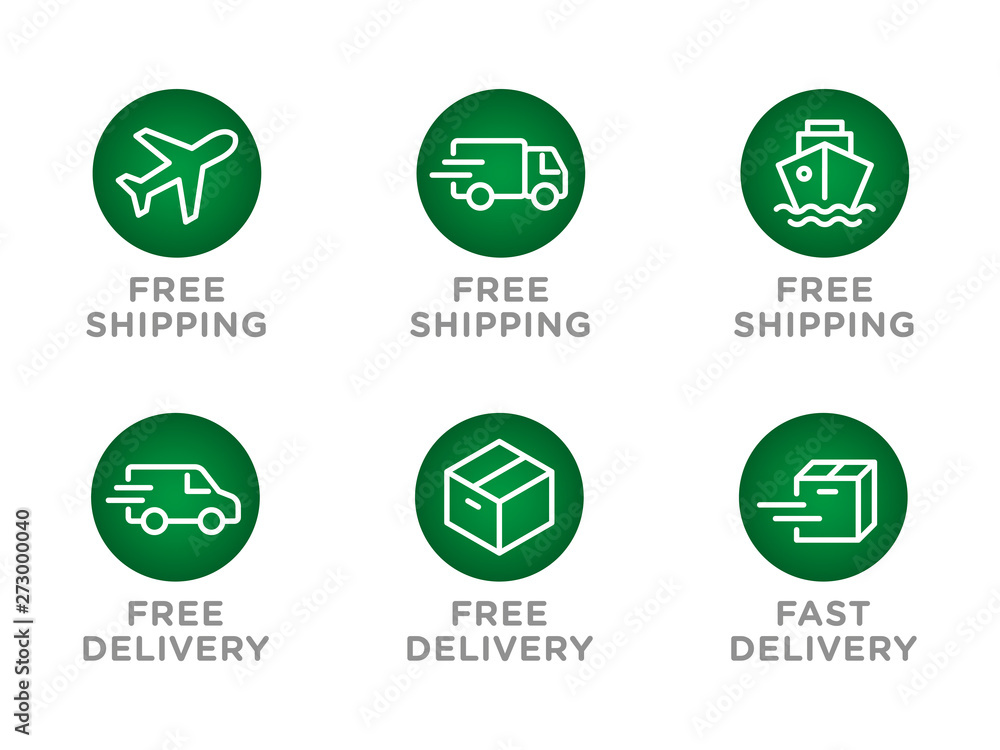 Free shipping, delivery vector icons set Free shipping, delivery vector icons set