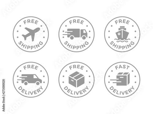 Free shipping, delivery vector icons set