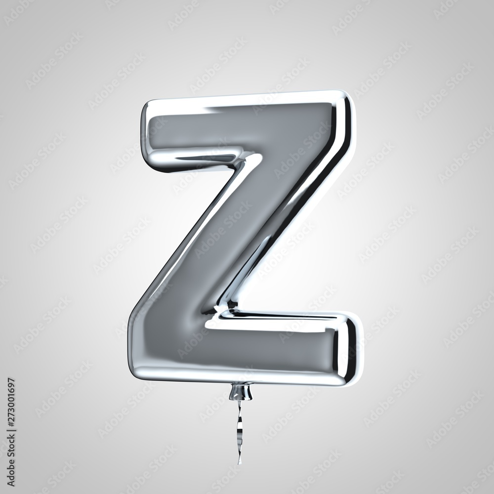 Shiny metallic chrome balloon letter Z uppercase isolated on white background Shiny metallic chrome balloon letter Z uppercase isolated on white background