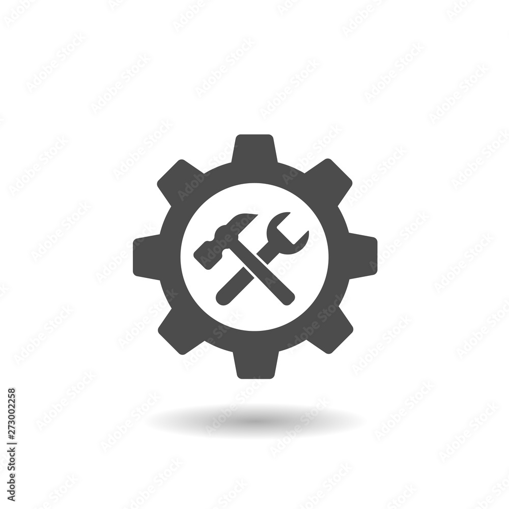 Wrench, hammer and gear icon. Car service sign, repair symbol Wrench, hammer and gear icon. Car service sign, repair symbol