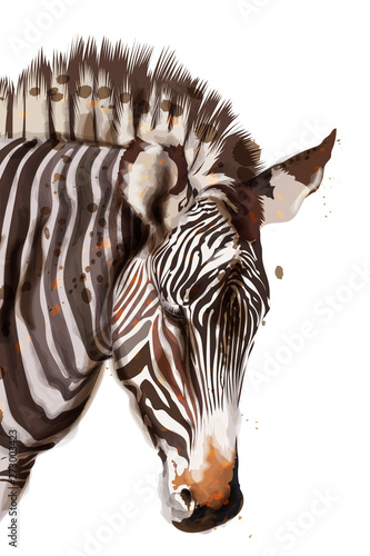 Zebra Vector watercolor isolated on white. Painted style illustrations