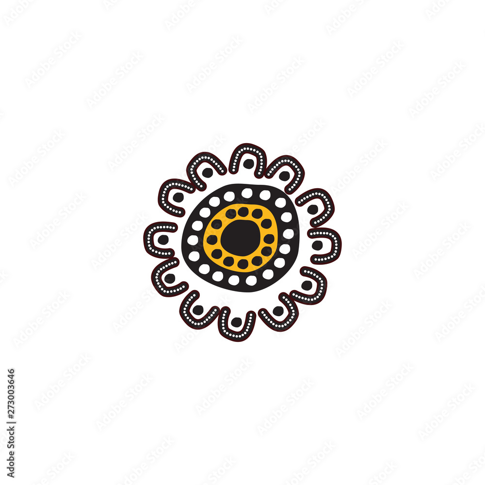 Fototapeta premium Aboriginal art dots painting icon logo design vector template