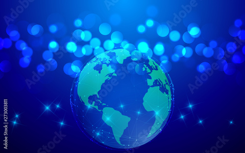 blue earth with blue light abstract background