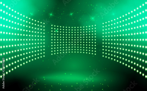green light on the stage in the hall
