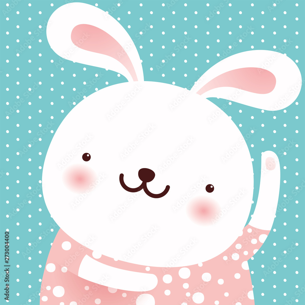 Cute Rabbit dance, cartoon character, Easter greeting card, vector Cute Rabbit dance, cartoon character, Easter greeting card, vector