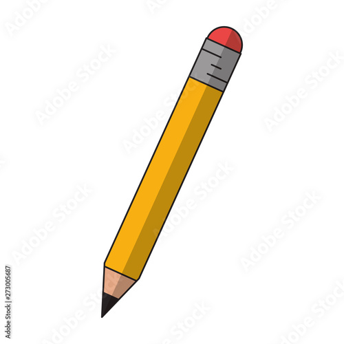 Pencil with eraser cartoon isolated