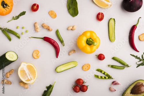Flat lay composition of healthy vegetables