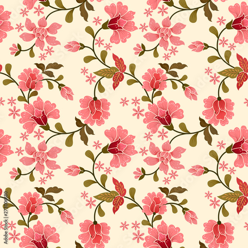 Pink flowers seamless pattern for fabric textile.