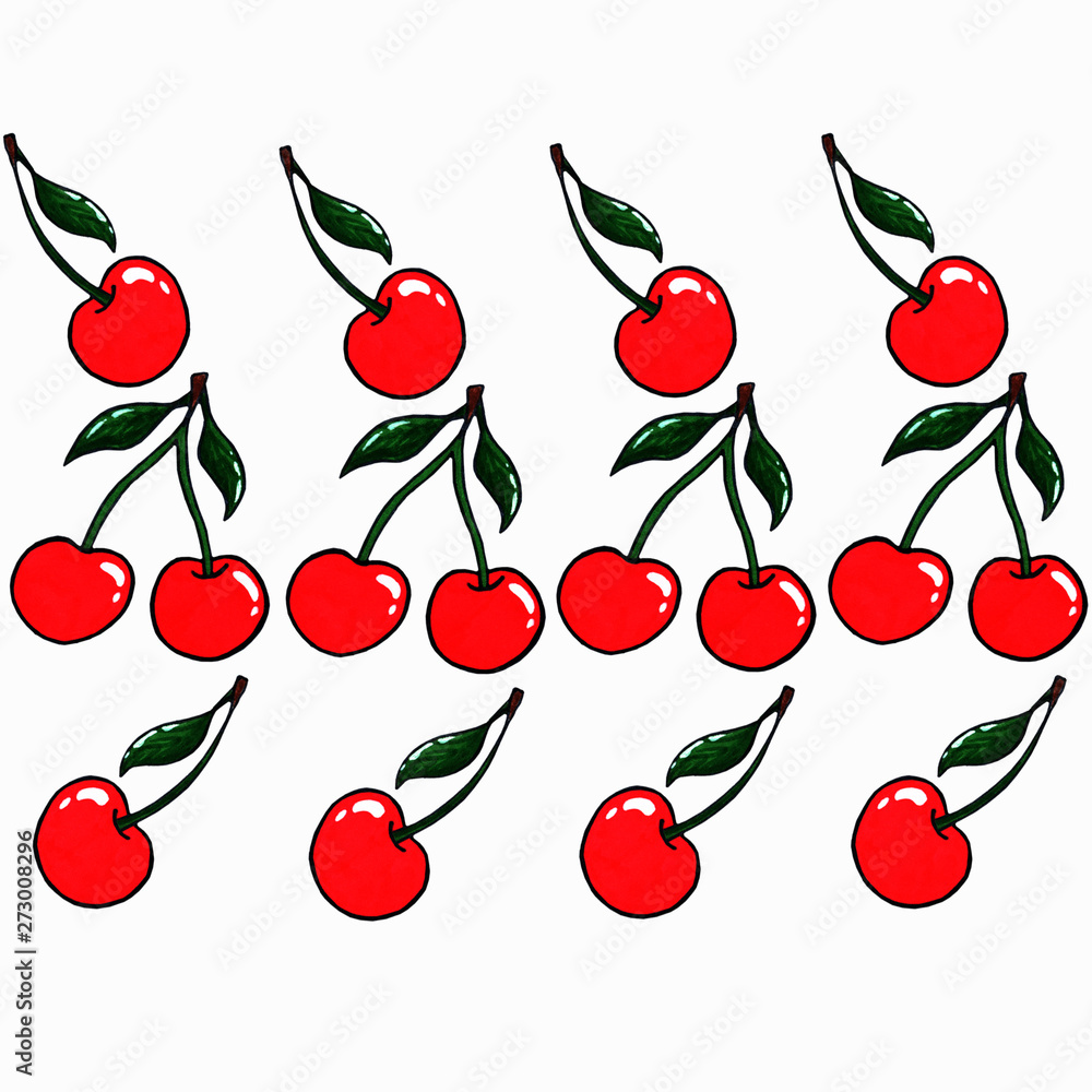 sweet cherry pattern on a white background scattered sweet cherry pattern on a white background scattered