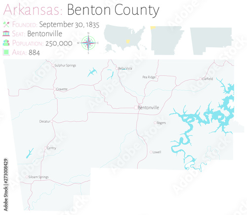 Large and detailed map of Benton county in Arkansas  USA