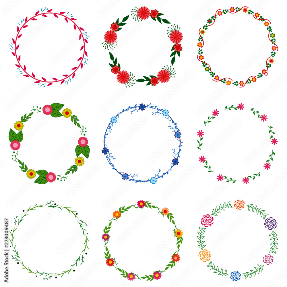 Set of Floral vector Wreaths