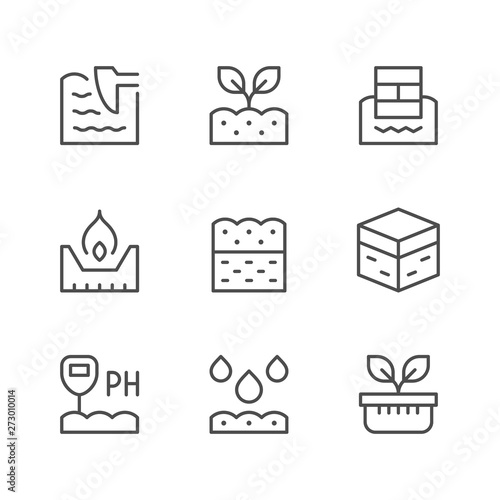 Set line icons of soil