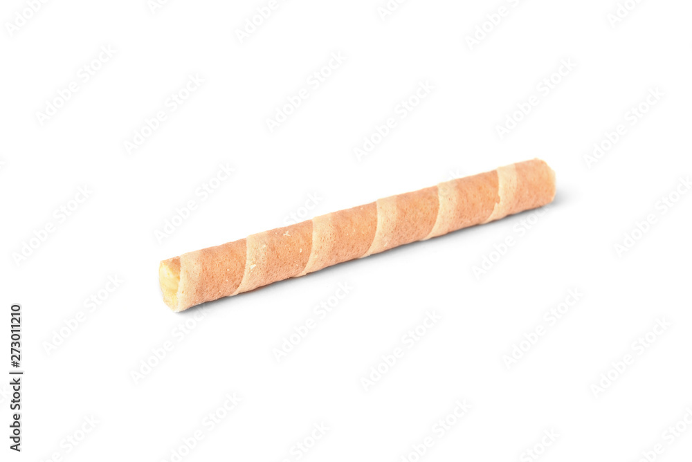 Sweet chocolate waffle rolls isolated on white background. Sweet chocolate waffle rolls isolated on white background.