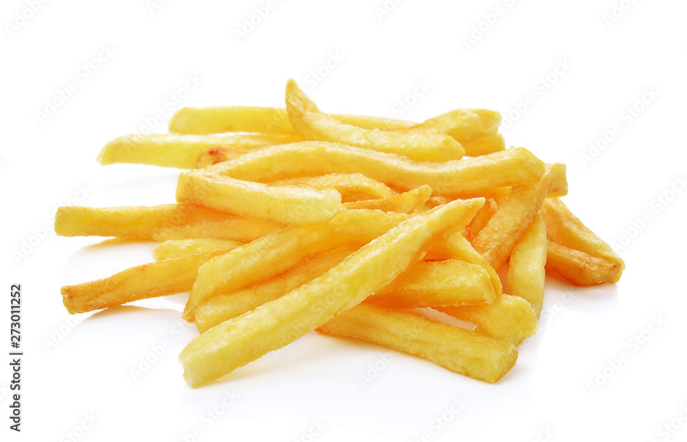 a pile of french fries isolated on white a pile of french fries isolated on white