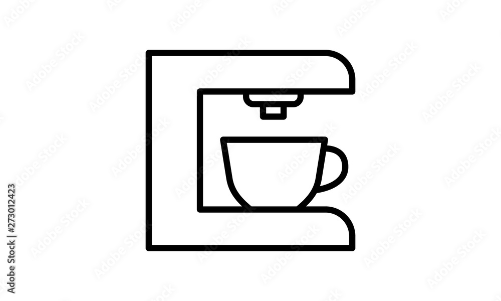 Coffee machine icon vector, filled flat sign, outline pictogram isolated on white. Symbol, logo illustration. - Vector Coffee machine icon vector, filled flat sign, outline pictogram isolated on white. Symbol, logo illustration. - Vector