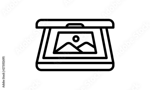 Document scanner line icon, outline vector sign, linear style pictogram isolated on white. Symbol, logo illustration. - Vector  © khalid_spk