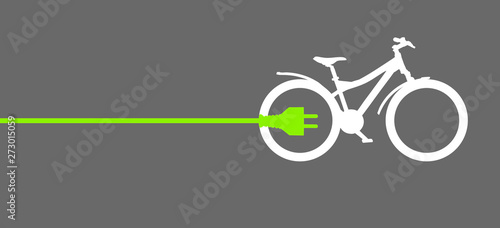 Grüner Stromstecker mit Fahrrad