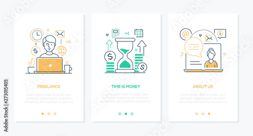 Business and finance - set of line design style vertical web banners