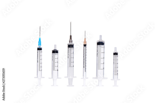 Syringe needle medical on white background